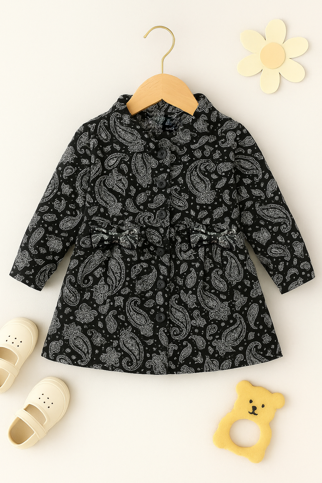 Black & Silver Paisley Dress Coat