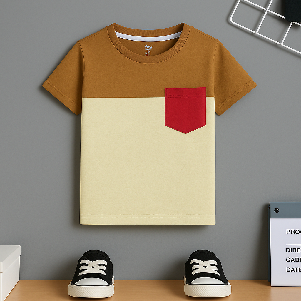 Mehroon pocket kids T-shirt
