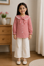Rosy Check Bow Shirt