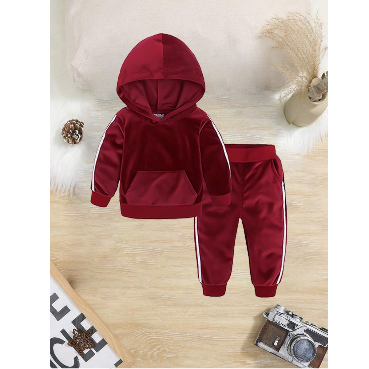 Maroon Velvet Hood & Trouser