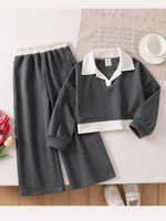 Harper Collared Charcoal Wide-Leg Winter Set