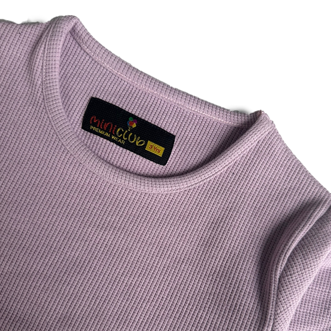 Light Purple Waffle-Knit Long Sleeve Shirt
